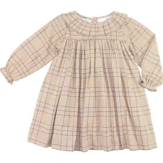 Khaki And Brown Flannel Plaid Dress - Shipping Early October  Smocked Threads