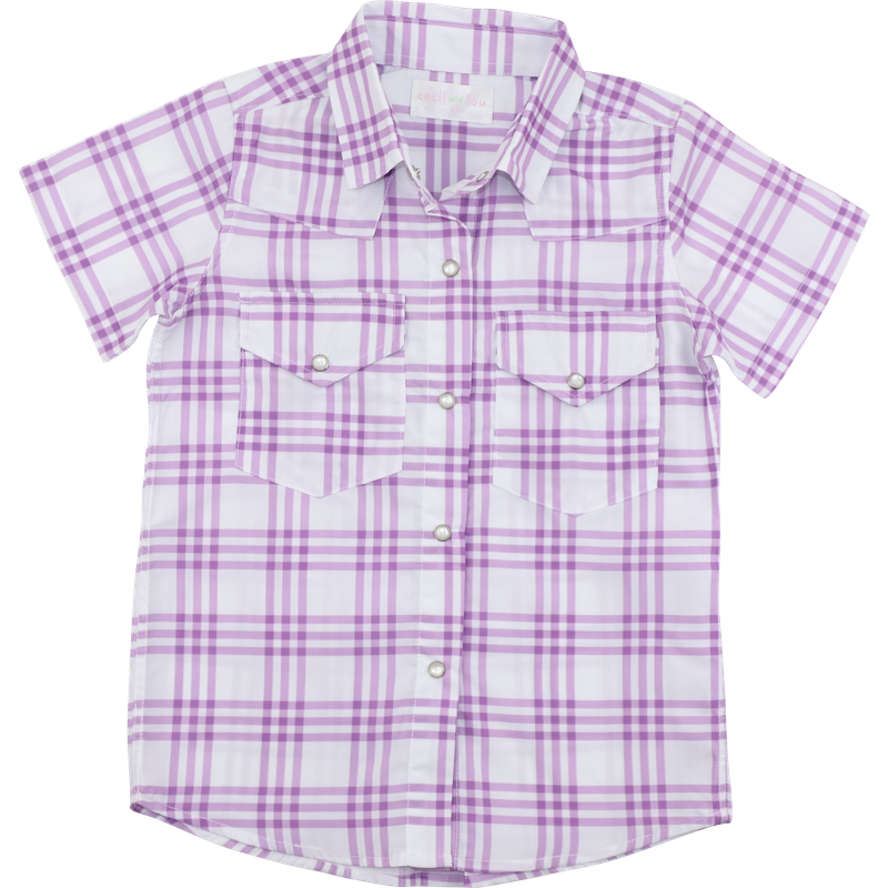 Lavender Plaid Collegiate Pearl Snap Shirt