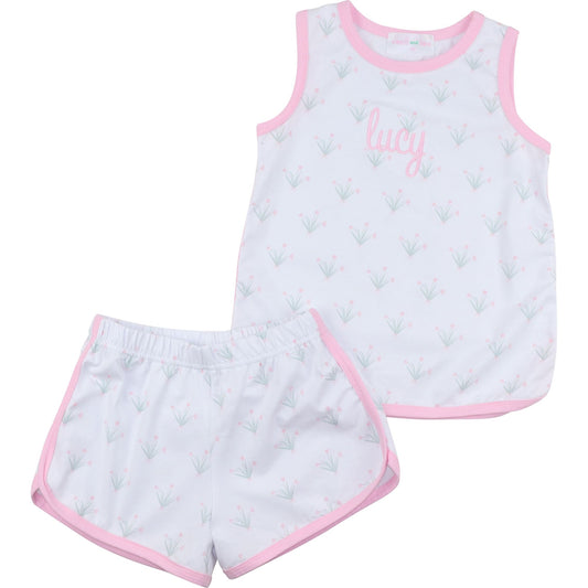 Pink Tulip Print Knit Play Set