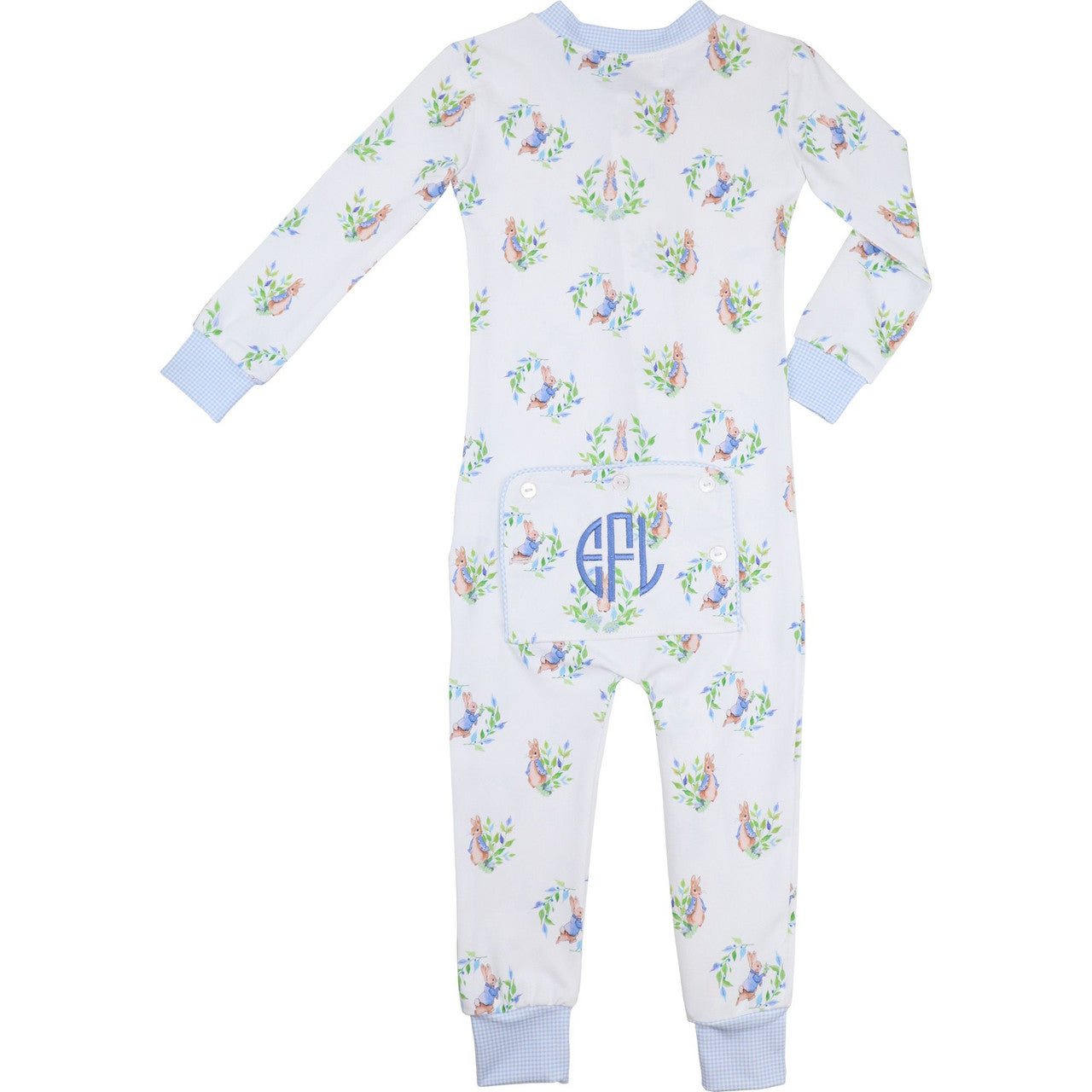 Blue Gingham Peter Rabbit Knit Zipper Pajamas