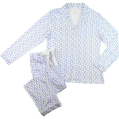 Ladies Blue Heart Print Knit Pajamas- Shipping Late September