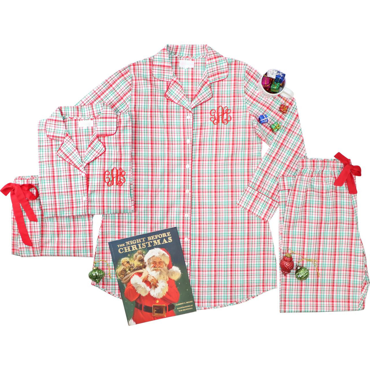 Ladies Christmas Plaid Pajamas - Shipping Early December  Monogram