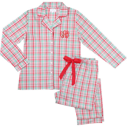 Ladies Christmas Plaid Pajamas - Shipping Early December  Monogram