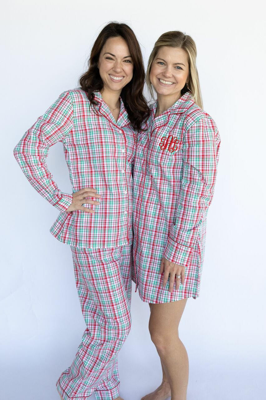 Ladies Christmas Plaid Pajamas   Monogram