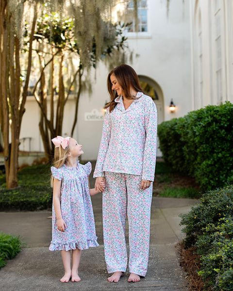 Ladies Pink And Blue Liberty Print Pajamas  Cecil and Lou