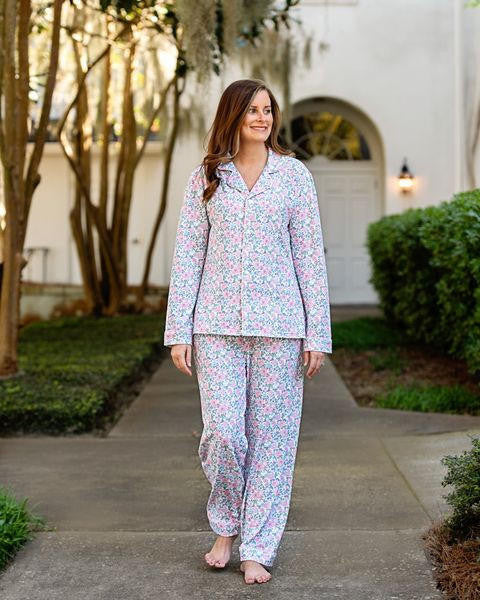 Ladies Pink And Blue Liberty Print Pajamas  Cecil and Lou