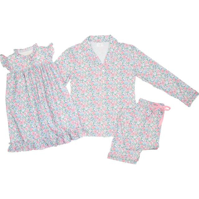 Ladies Pink And Blue Liberty Print Pajamas  Cecil and Lou