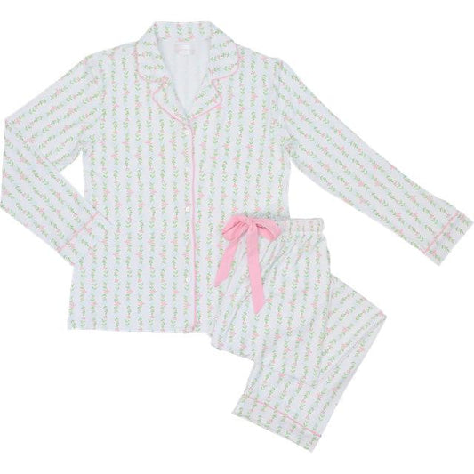  Ladies Pink And Green Floral Knit Pajamas  Cecil and Lou