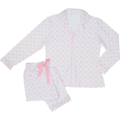 Ladies Pink Bow Trellis Knit Pajamas  Cecil and Lou