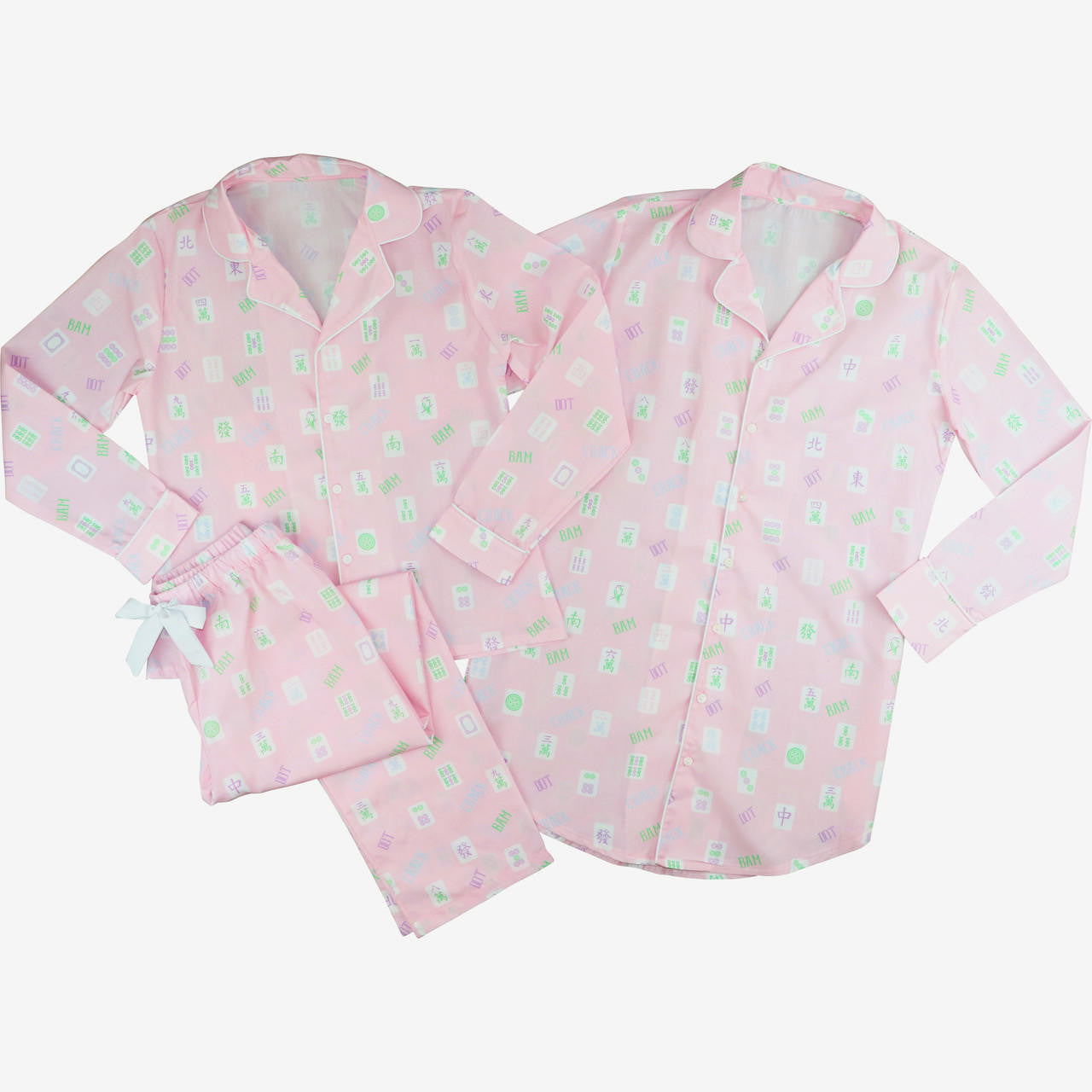 Ladies Pink Mahjong  Pajamas  Smocked Threads