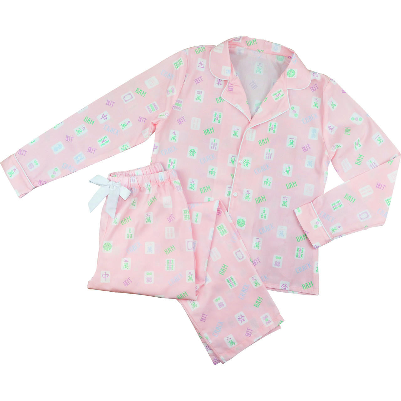 Ladies Pink Mahjong  Pajamas  Smocked Threads