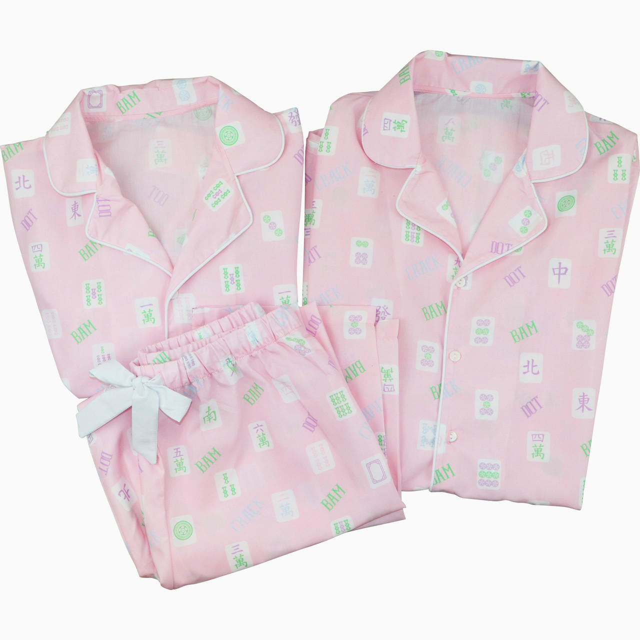 Ladies Pink Mahjong  Tunic  Smocked Threads