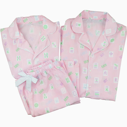 Ladies Pink Mahjong  Tunic  Smocked Threads