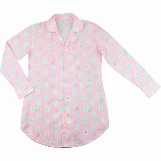 Ladies Pink Mahjong  Tunic  Smocked Threads