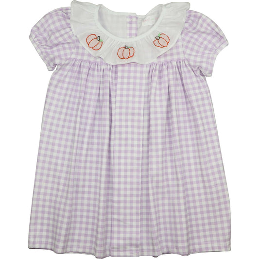 Lavender Check Knit Pumpkin Dress Smocked Threads