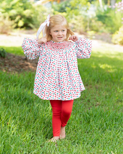 Red And Green Smocked Holiday Hearts Legging Set