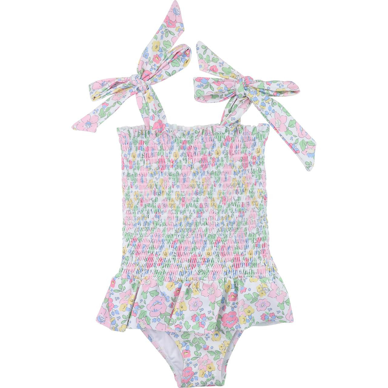 Liberty Floral Ruched Ruffle Swimsuit  Smocked Threads