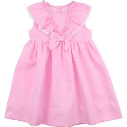 Pink Honeycomb Eyelet Bow Dress