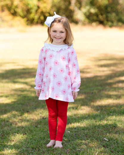 Pink Smocked Hearts Legging Set