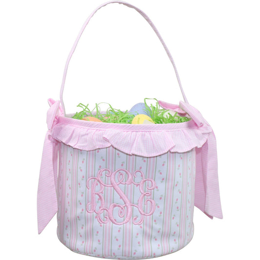 Floral Striped Easter Basket