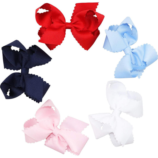 Medium Scalloped Edge Grosgrain Bow Smocked Threads