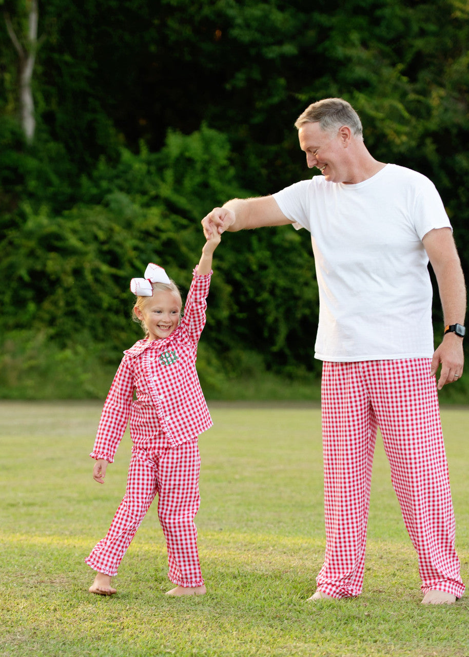 Men's Red Check Knit Pajama Pants