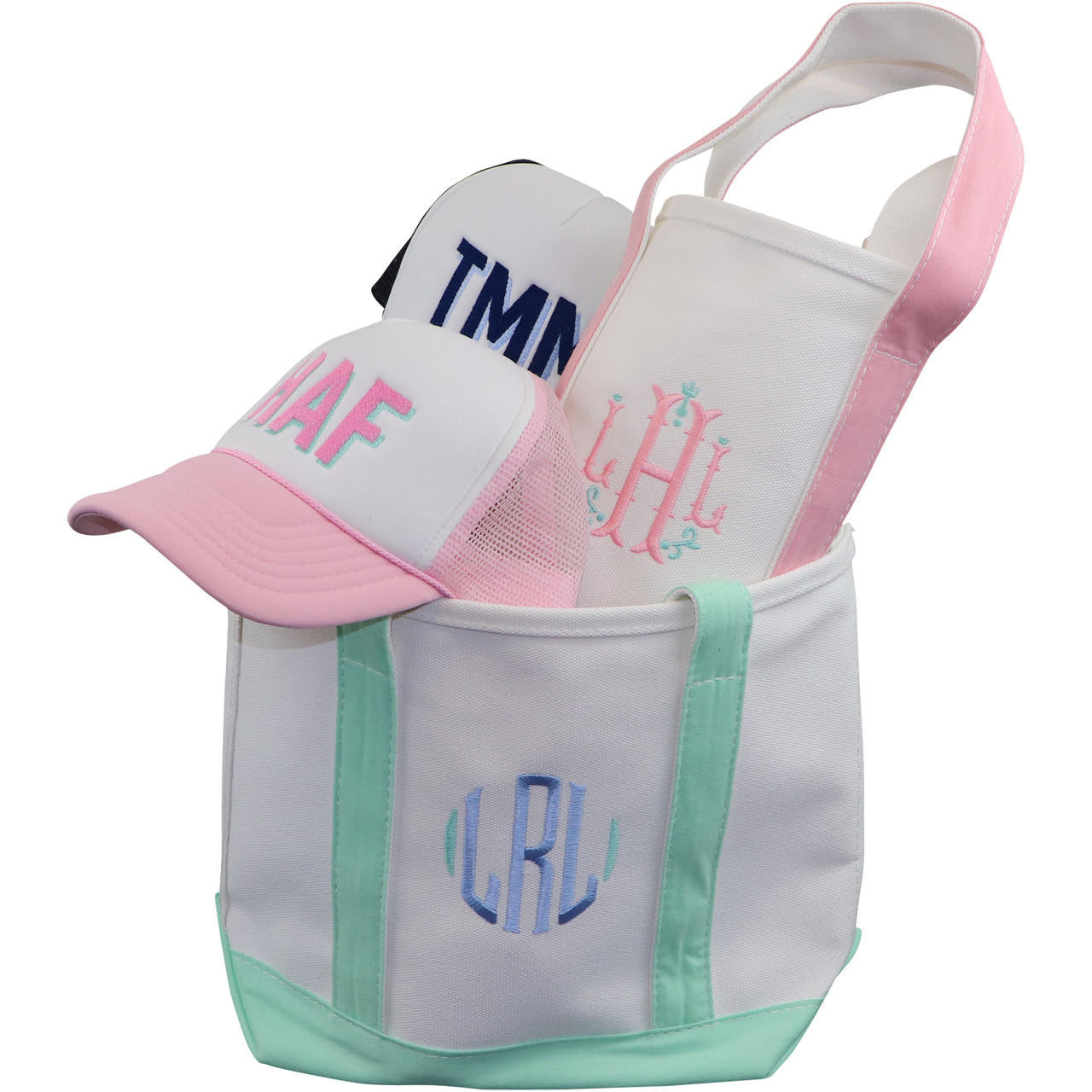 Mint Canvas Tote Monogram