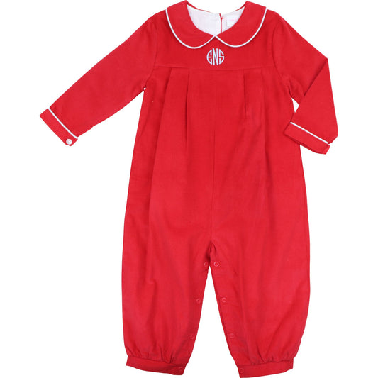 Red Corduroy Long Romper