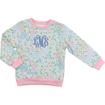 Pink And Blue Floral Sweatshirt