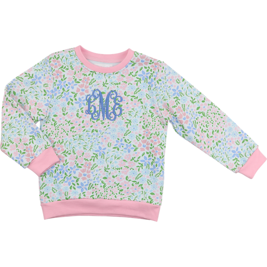 Pink And Blue Floral Sweatshirt