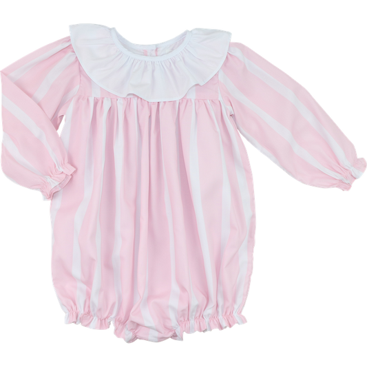 Pink And White Striped Ruffle Bubble