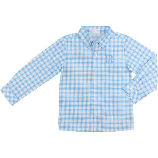 Blue And White Plaid Button Down Shirt