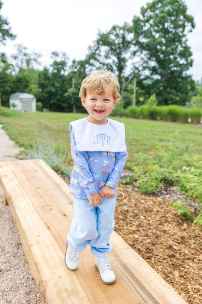 Blue Nativity Scene Corduroy Ankle Pant Set