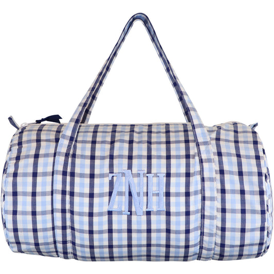 Navy And Blue Plaid Duffel Monogram