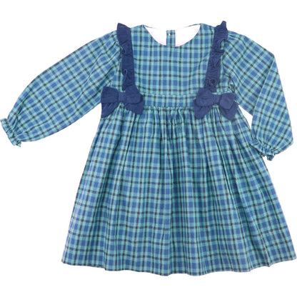 Navy And Green Plaid Bow Dress - Shipping Early November  Smocked Threads