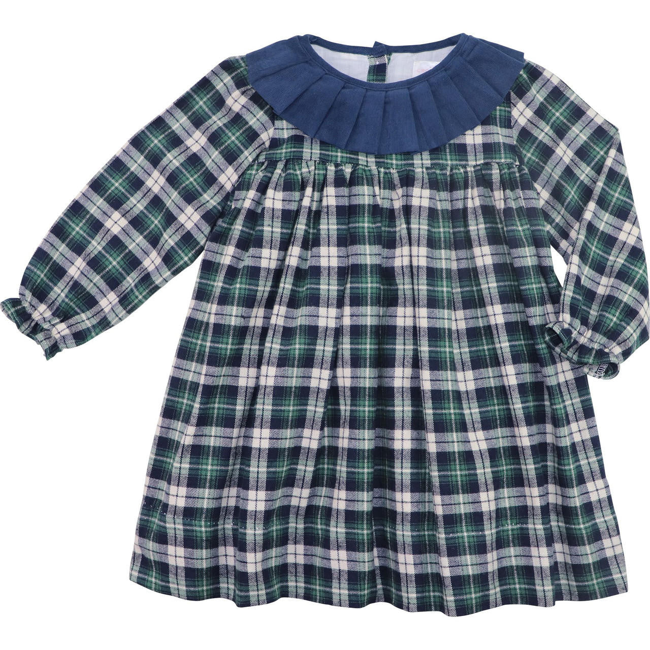 Navy And Green Plaid Flannel Dress - Shipping Mid November  Smocked Threads