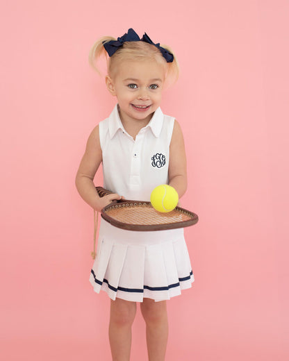 Navy And White Knit Tennis Dress   Monogram