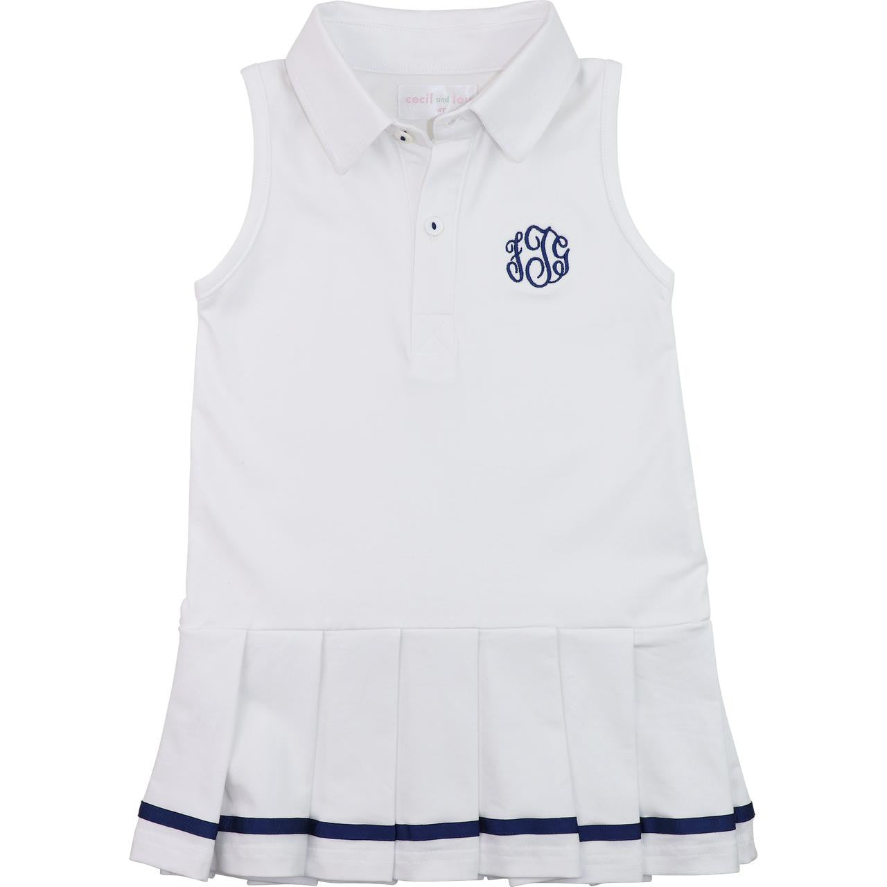 Navy And White Knit Tennis Dress   Monogram