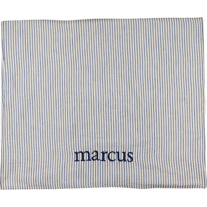 Navy Mini Stripe Seersucker Beach Towel  Monogram - Cecil and Lou