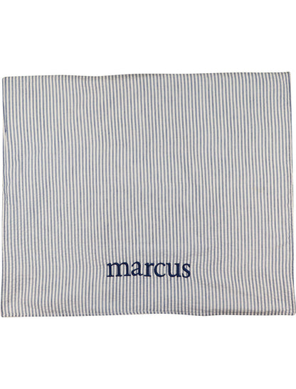 Navy Seersucker Beach Towel Monogram