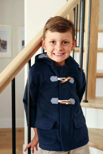 Navy Wool Toggle Coat - Shipping Early October  Smocked Threads