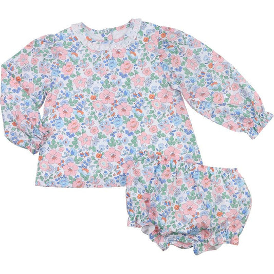 Blue And Pink Floral Diaper Set