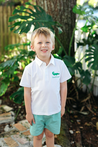 Green Gingham Alligator Polo Short Set