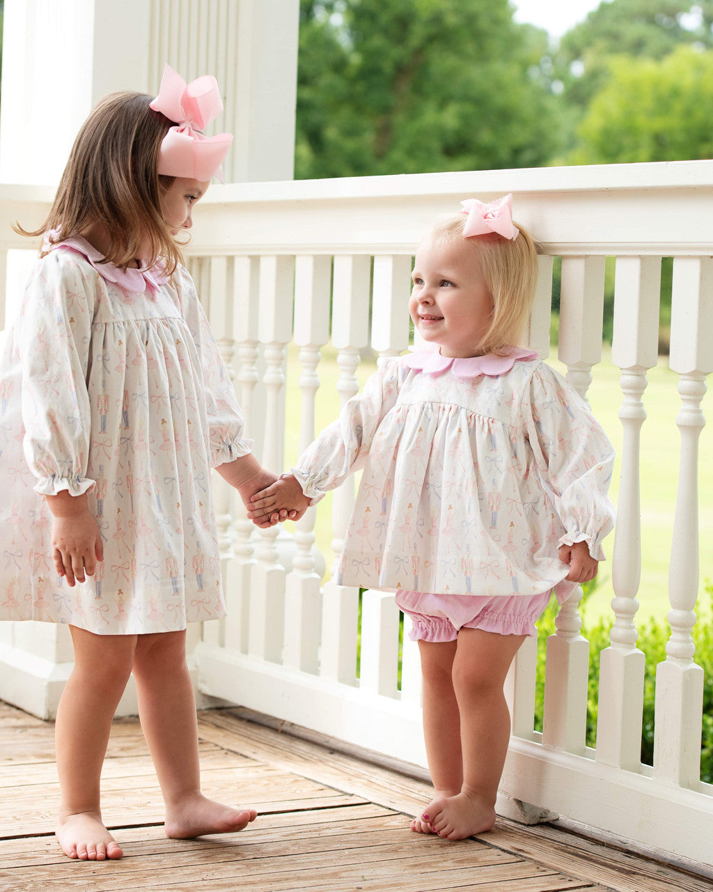 Pink Corduroy Nutcracker and Bow Diaper Set