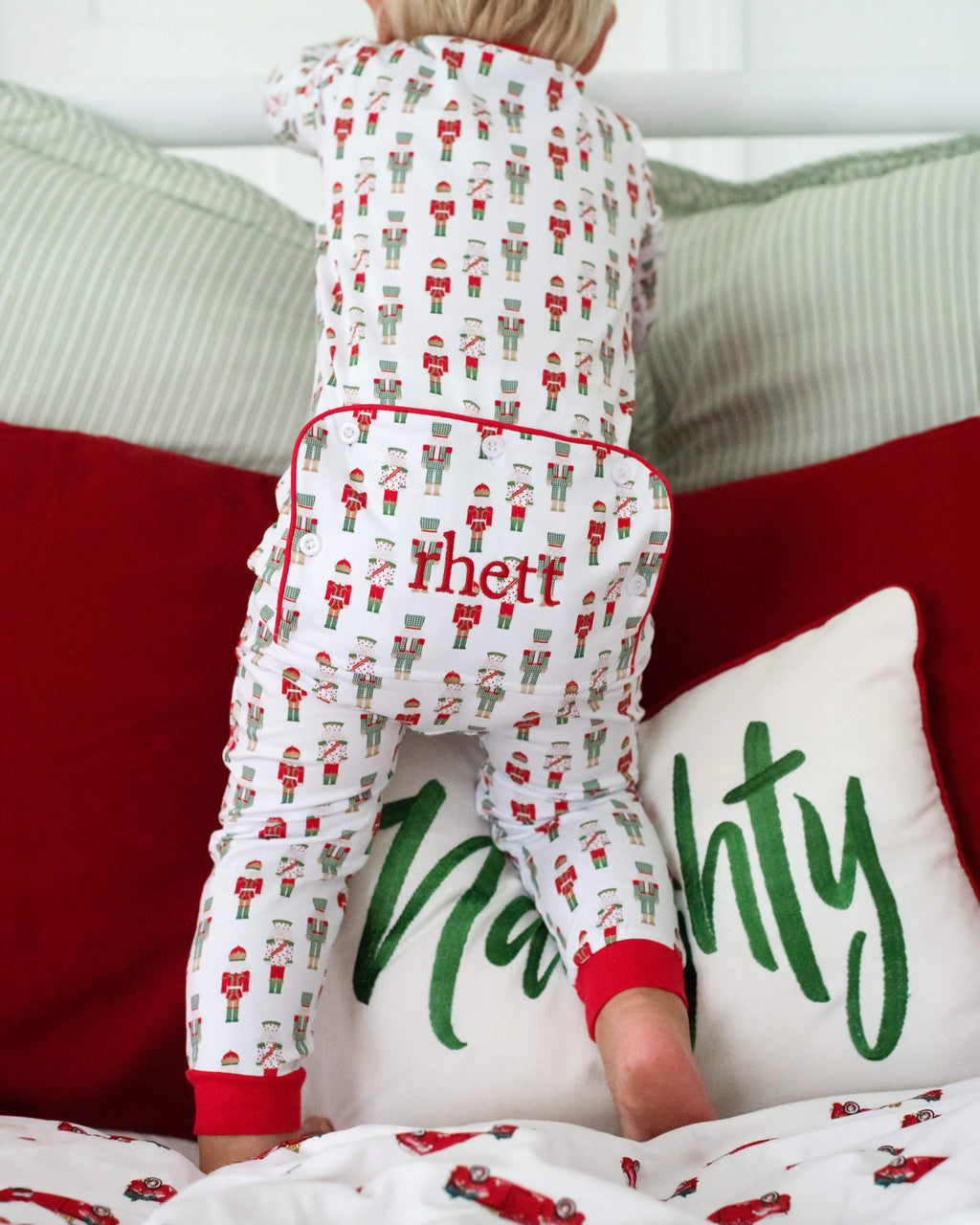 Red And Green Nutcracker Knit Zipper Pajamas