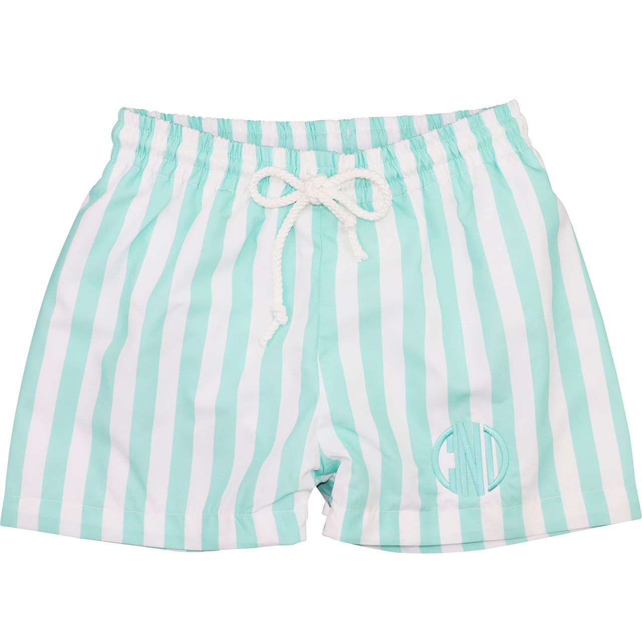 Mint Stripe Swim Trunks