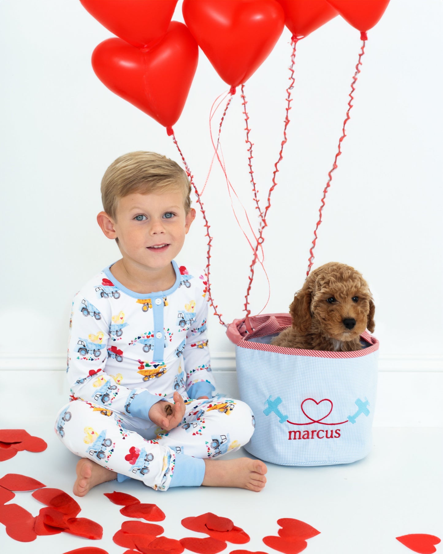 Valentine Dump Truck Knit Pajamas