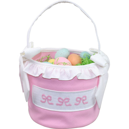 Pink Smocked Bow Easter Basket