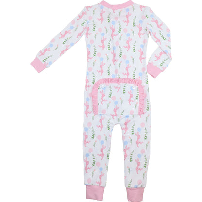 Pink Bunny And Balloon Knit Zipper Pajamas