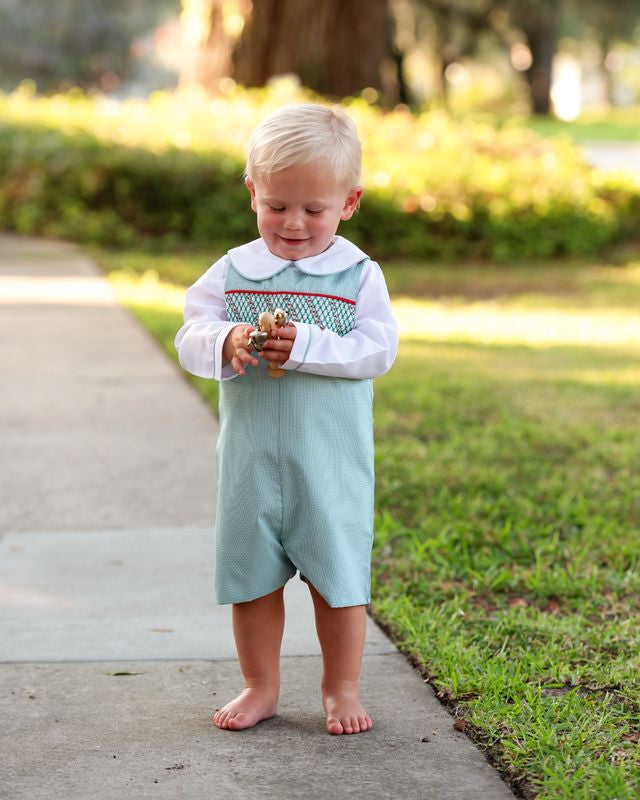 Green Gingham Smocked Jon Jon Set